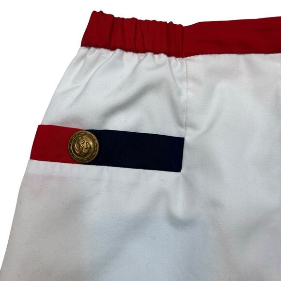 Vintage Leon Levin White Skirt with Blue and Red Pockets Size 10 - Picture 2 of 11